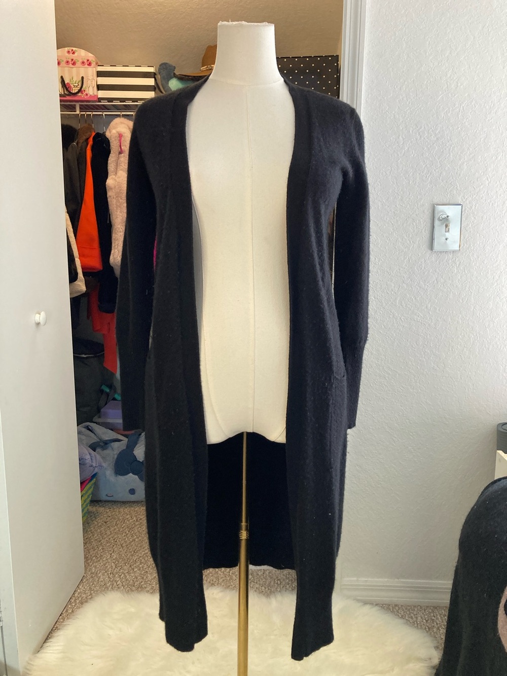 Saks Fifth Avenue Black Long Open-Front Women's Cardigan